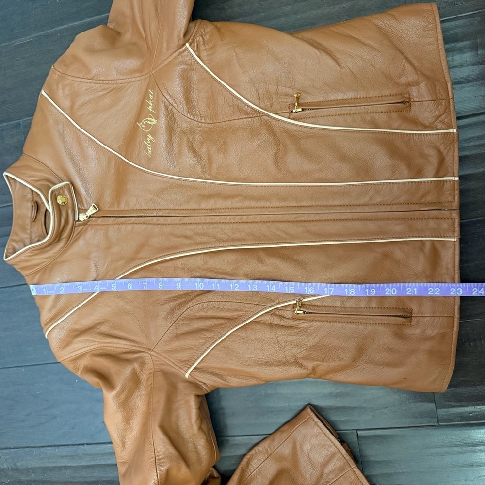 HTF Y2K Vintage Baby Phat Genuine Leather Moto Jacket Brown Size Large - Picture 10 of 15
